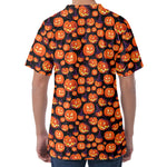 Halloween Pumpkin Witch Pattern Print Men's Velvet T-Shirt