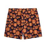 Halloween Pumpkin Witch Pattern Print Mesh Shorts
