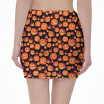 Halloween Pumpkin Witch Pattern Print Pencil Mini Skirt