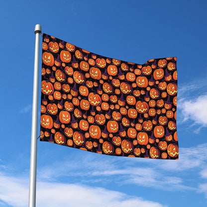Halloween Pumpkin Witch Pattern Print Polyester Flag