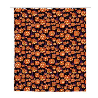 Halloween Pumpkin Witch Pattern Print Polyester Shower Curtain