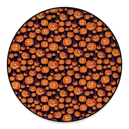 Halloween Pumpkin Witch Pattern Print Round Floor Mat
