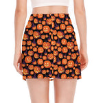 Halloween Pumpkin Witch Pattern Print Side Slit Mini Skirt