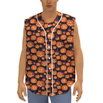 Halloween Pumpkin Witch Pattern Print Sleeveless Baseball Jersey