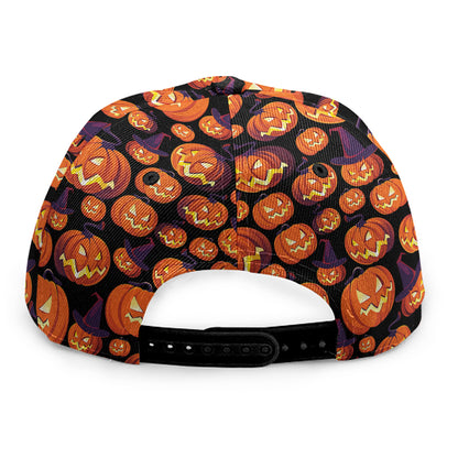 Halloween Pumpkin Witch Pattern Print Snapback Cap