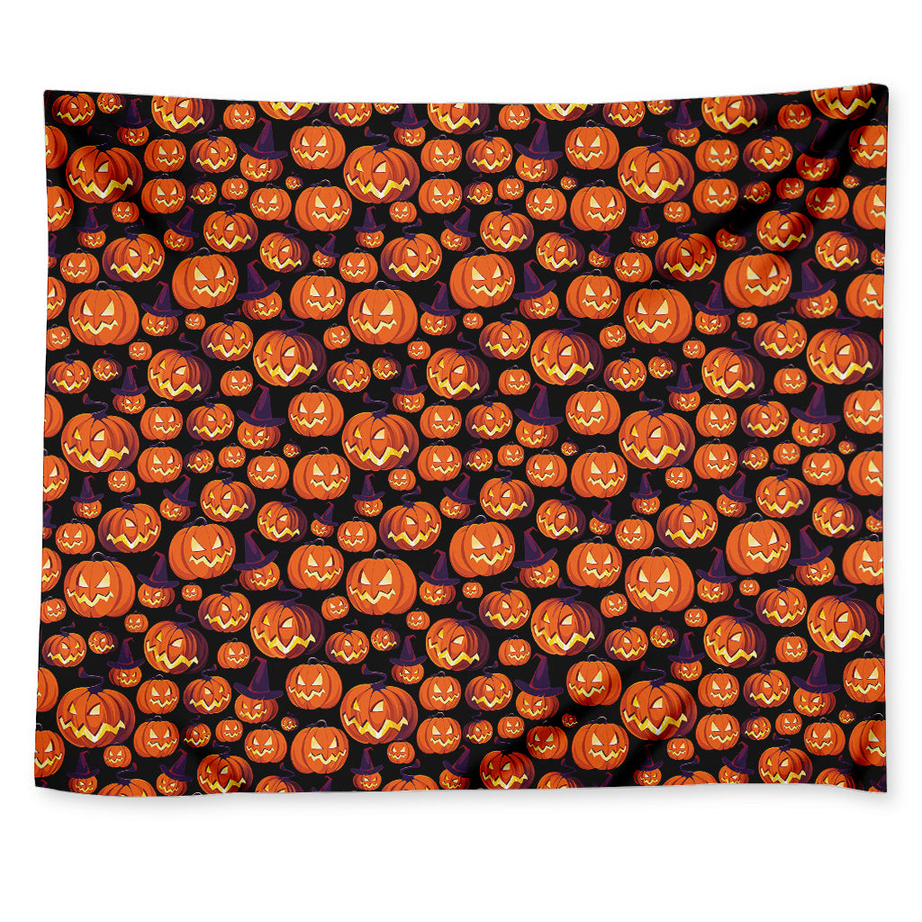 Halloween Pumpkin Witch Pattern Print Tapestry