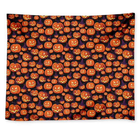 Halloween Pumpkin Witch Pattern Print Tapestry