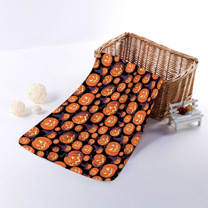 Halloween Pumpkin Witch Pattern Print Towel