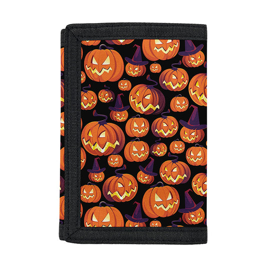 Halloween Pumpkin Witch Pattern Print Trifold Wallet