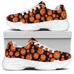 Halloween Pumpkin Witch Pattern Print White Chunky Shoes