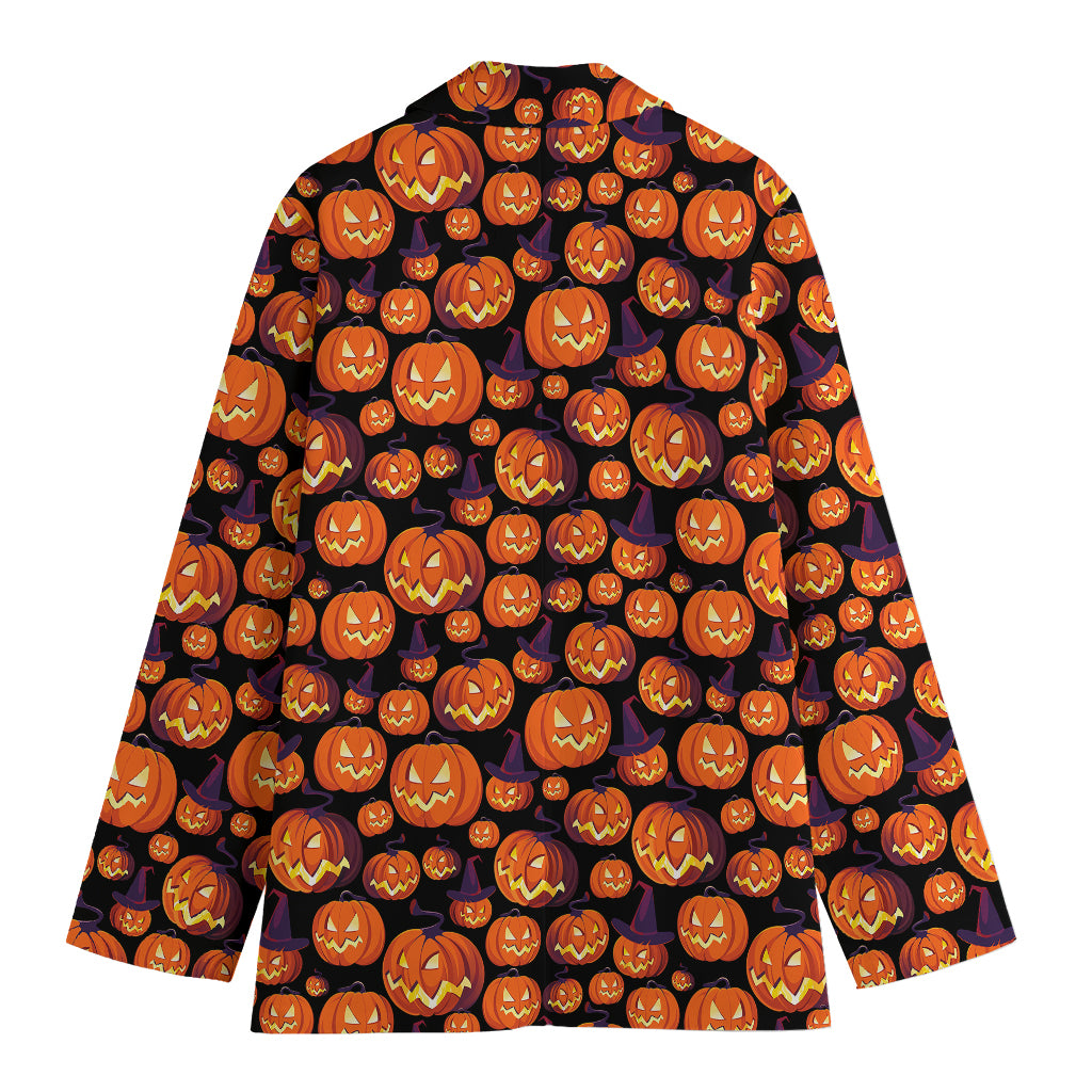 Halloween Pumpkin Witch Pattern Print Women's Blazer