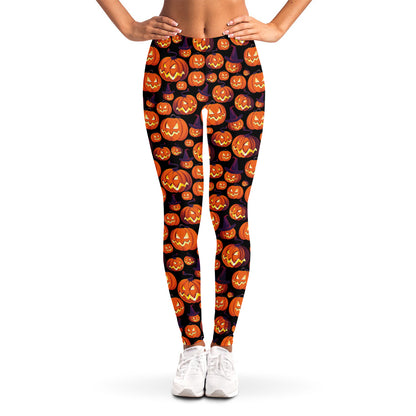 Halloween Pumpkin Witch Pattern Print Women's Leggings