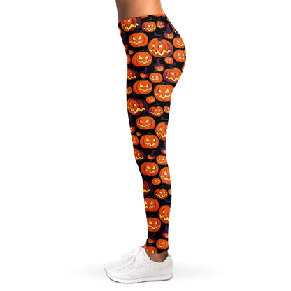 Halloween Pumpkin Witch Pattern Print Women's Leggings