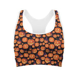 Halloween Pumpkin Witch Pattern Print Women's Sports Bra