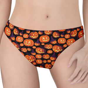 Halloween Pumpkin Witch Pattern Print Women's Thong