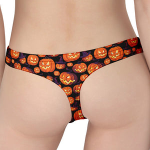 Halloween Pumpkin Witch Pattern Print Women's Thong