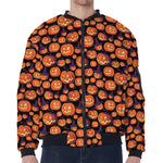 Halloween Pumpkin Witch Pattern Print Zip Sleeve Bomber Jacket