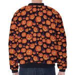 Halloween Pumpkin Witch Pattern Print Zip Sleeve Bomber Jacket