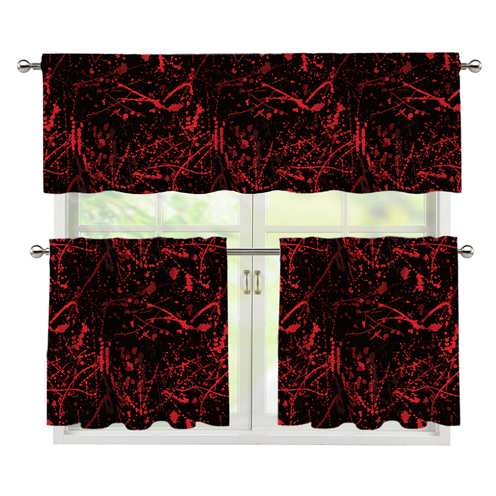 Halloween Red Blood Print 3 Piece Kitchen Curtains