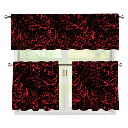 Halloween Red Blood Print 3 Piece Kitchen Curtains