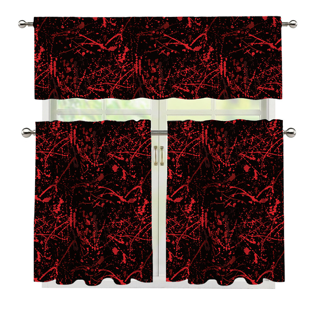 Halloween Red Blood Print 3 Piece Kitchen Curtains