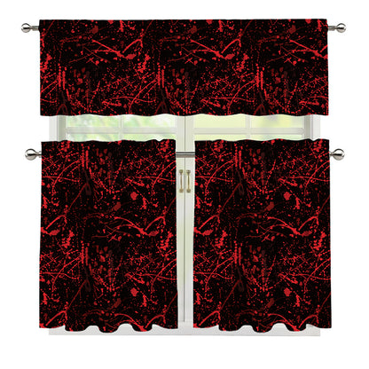 Halloween Red Blood Print 3 Piece Kitchen Curtains