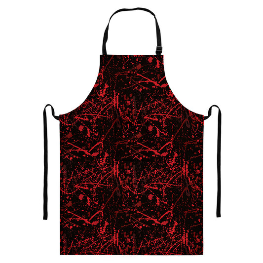 Halloween Red Blood Print Bib Apron With Pocket