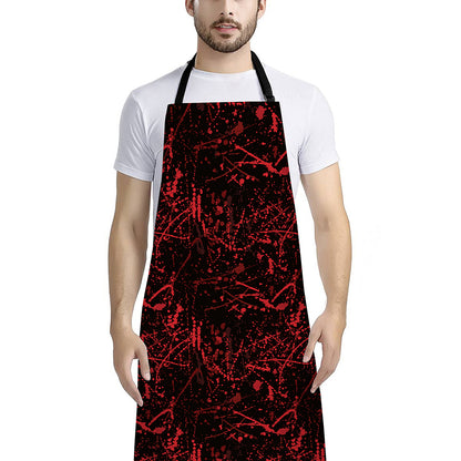 Halloween Red Blood Print Bib Apron With Pocket