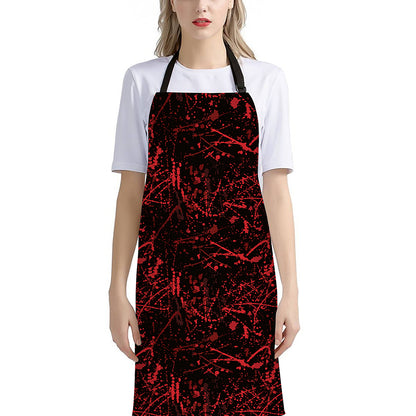 Halloween Red Blood Print Bib Apron With Pocket
