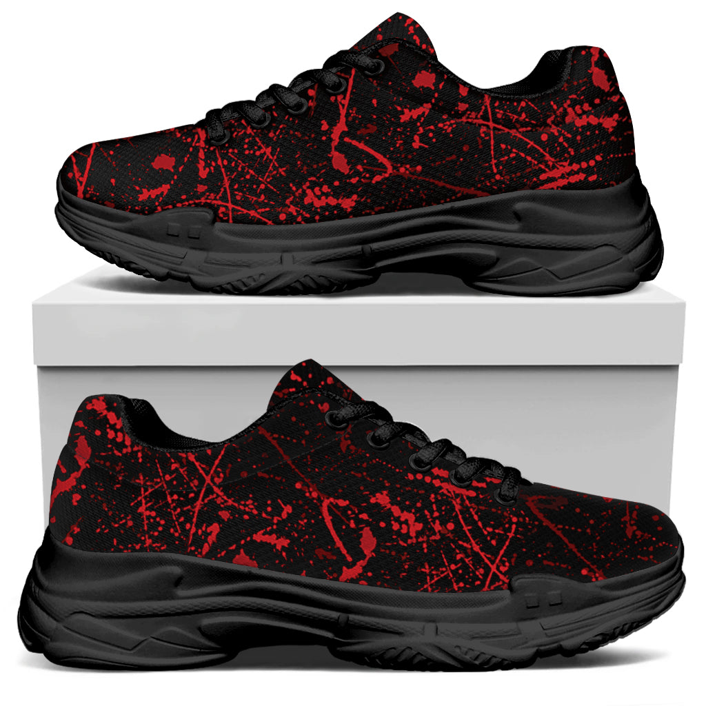 Halloween Red Blood Print Black Chunky Shoes