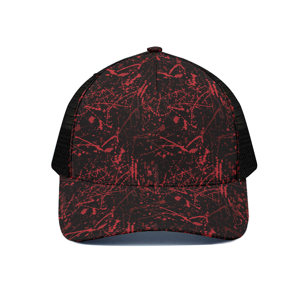 Halloween Red Blood Print Black Mesh Trucker Cap