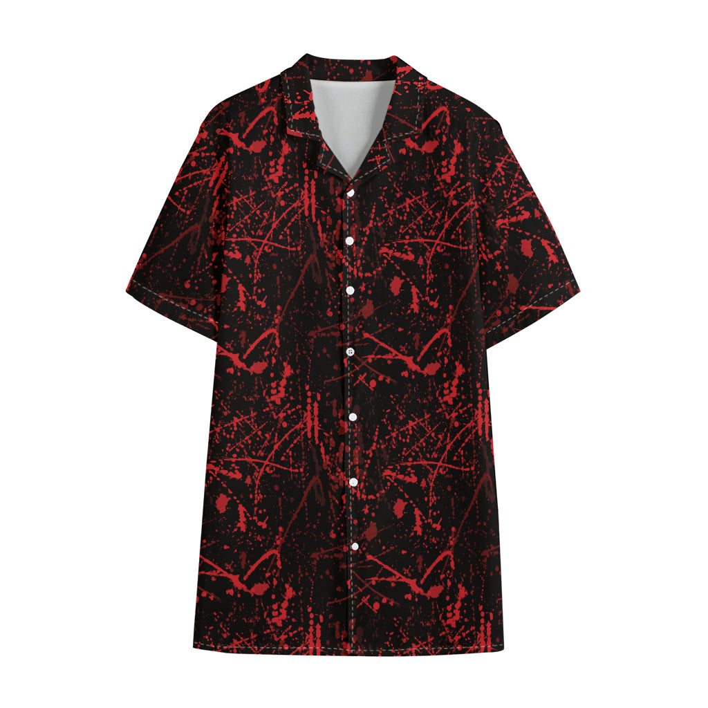 Halloween Red Blood Print Cotton Hawaiian Shirt