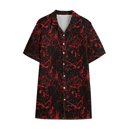 Halloween Red Blood Print Cotton Hawaiian Shirt
