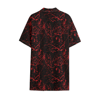 Halloween Red Blood Print Cotton Hawaiian Shirt