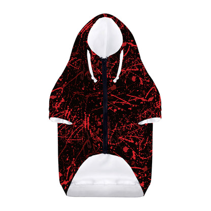 Halloween Red Blood Print Dog Zip Up Hoodie