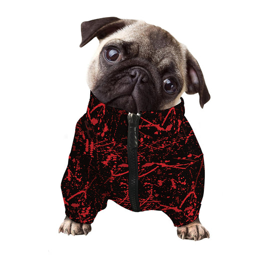 Halloween Red Blood Print Dog Zip Up Jacket