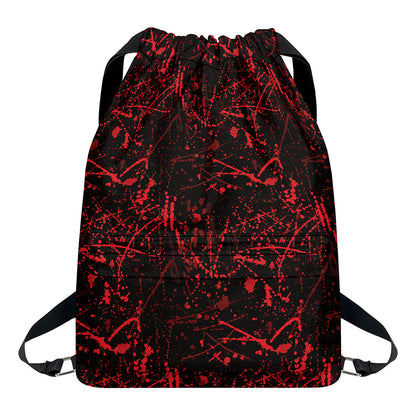 Halloween Red Blood Print Drawstring Backpack