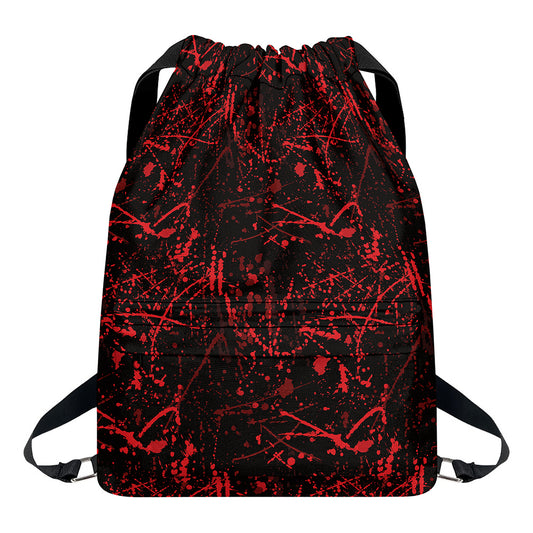 Halloween Red Blood Print Drawstring Backpack