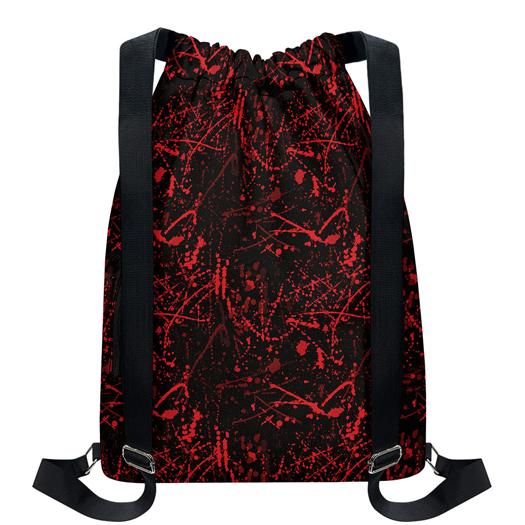 Halloween Red Blood Print Drawstring Backpack