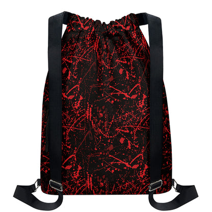 Halloween Red Blood Print Drawstring Backpack