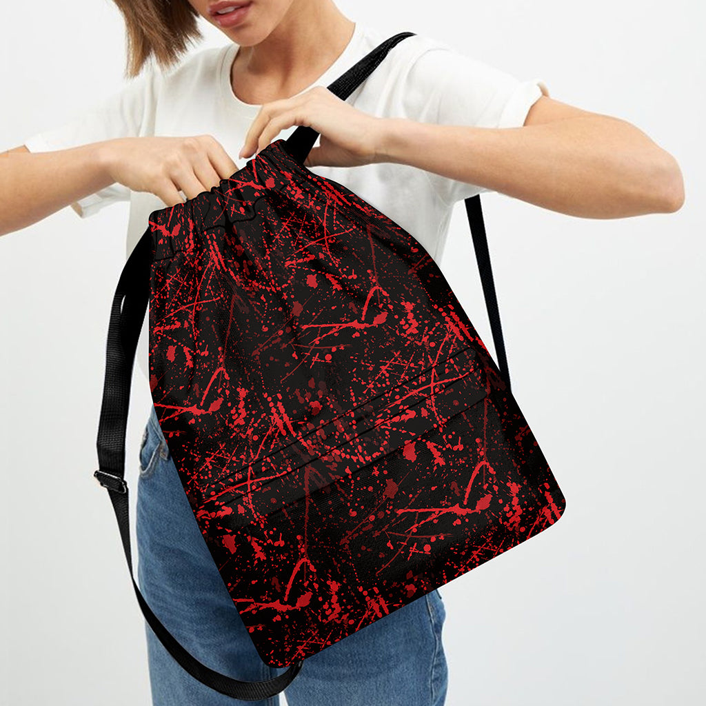 Halloween Red Blood Print Drawstring Backpack