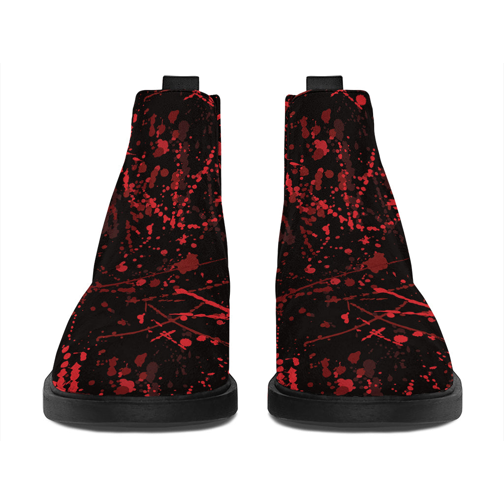 Halloween Red Blood Print Flat Ankle Boots