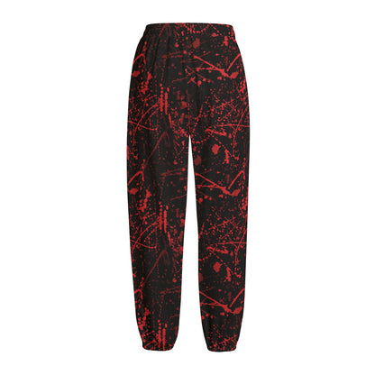 Halloween Red Blood Print Fleece Lined Knit Pants