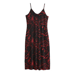 Halloween Red Blood Print Jersey Midi Cami Dress