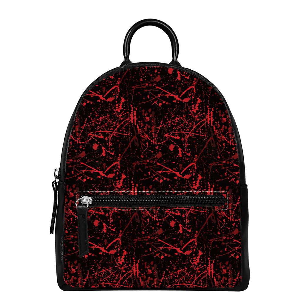 Halloween Red Blood Print Leather Backpack