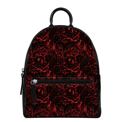 Halloween Red Blood Print Leather Backpack