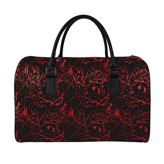 Halloween Red Blood Print Leather Duffle Bag