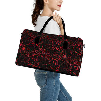 Halloween Red Blood Print Leather Duffle Bag