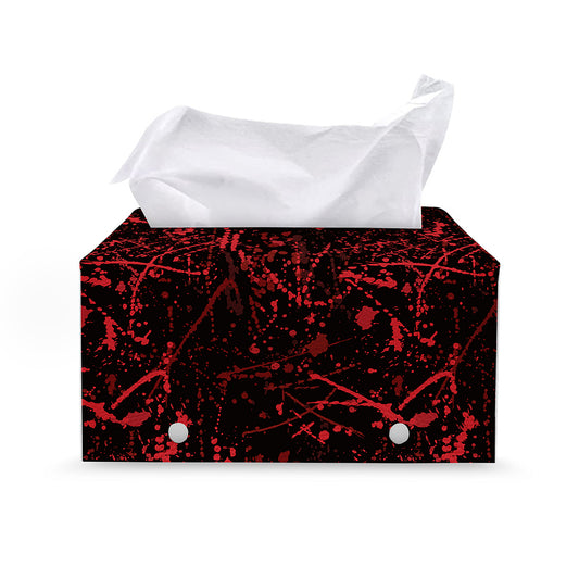 Halloween Red Blood Print Leather Tissue Box Cover