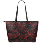 Halloween Red Blood Print Leather Tote Bag